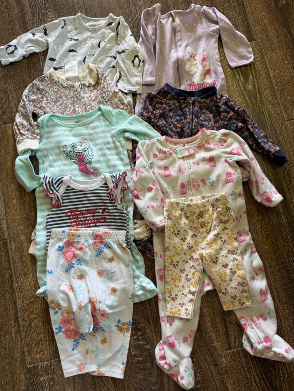 Mixed Baby Girls Sleepwear Lot - Unicorn, Mermaid & Floral Prints